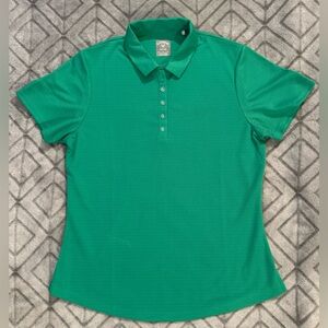 Woman’s Medium Opti Dri Callaway Golf Columbia Green Polo/ W Buttons 15x26.